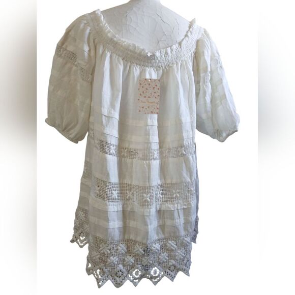 NWT Free People Ivory Embroidered Open Work Blouse - Size XS - Picture 3 of 4